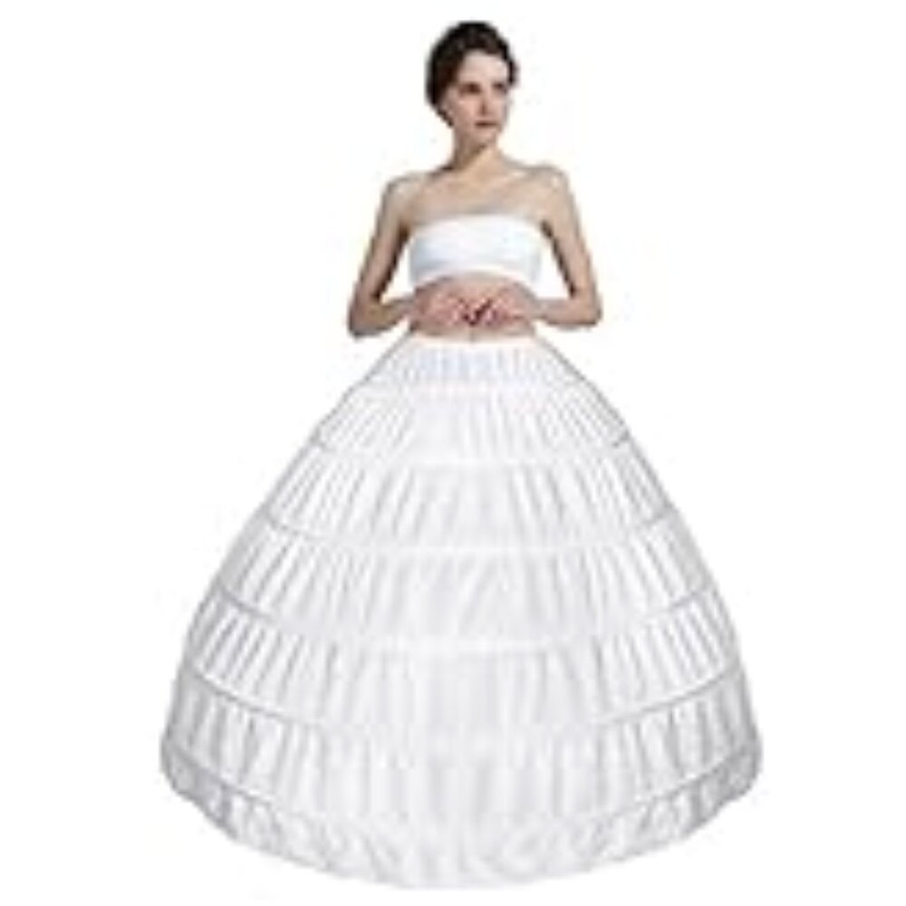 WHITE MISSYDRESS Full A-line 6 Hoop Floor-length Bridal Dress Slip Petticoat